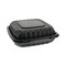 Pactiv Corp. 3 Compartment 9.33 in. x 8.88 in. x 3.1 in. EarthChoice SmartLock Microwavable MFPP Hinged Lid Container - Plastic, Black (120/Carton)